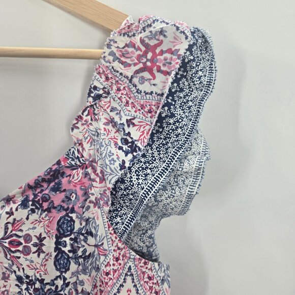 Caroline Constas White Diamond Floral Bohemian Tired Maxi Dress Small FLAW - Picture 7 of 16